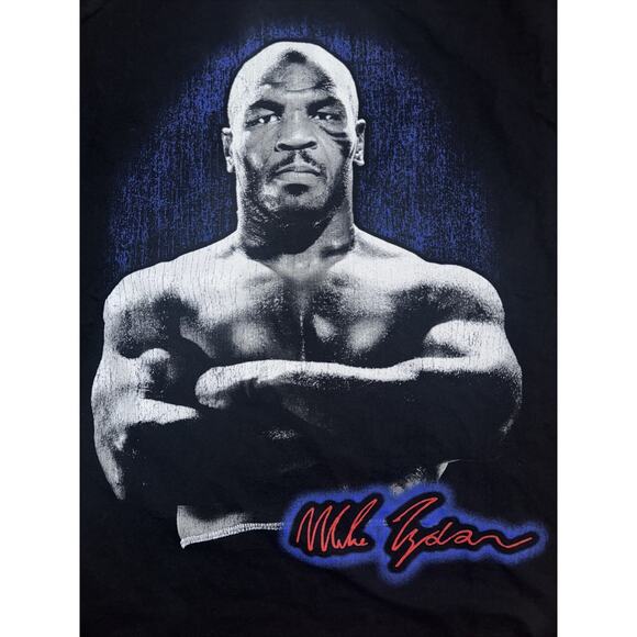 Vintage Mike Tyson Graphic T-Shirt Black Large 21x28 Boxing Legend Tee - Picture 2 of 4
